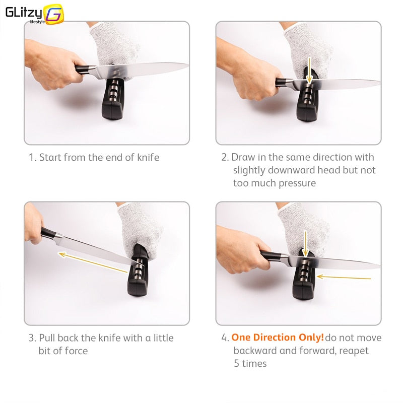 Knife Sharpener 3 Stages Professional Kitchen Sharpening Stone