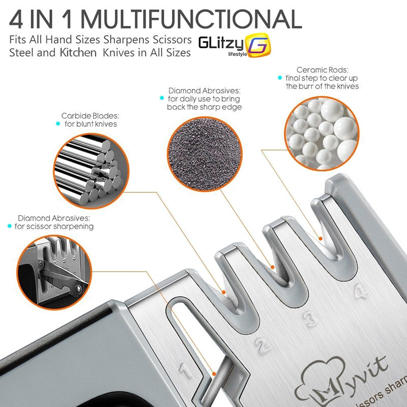 Knife Sharpener 4 Stage Professional Kitchen Sharpening Stone