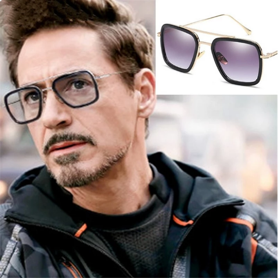 Men Vintage Steampunk Sunglasses Brand Designer Tony Stark Iron Man Goggles Retro Windproof Steam Punk Sun Glasses UV400