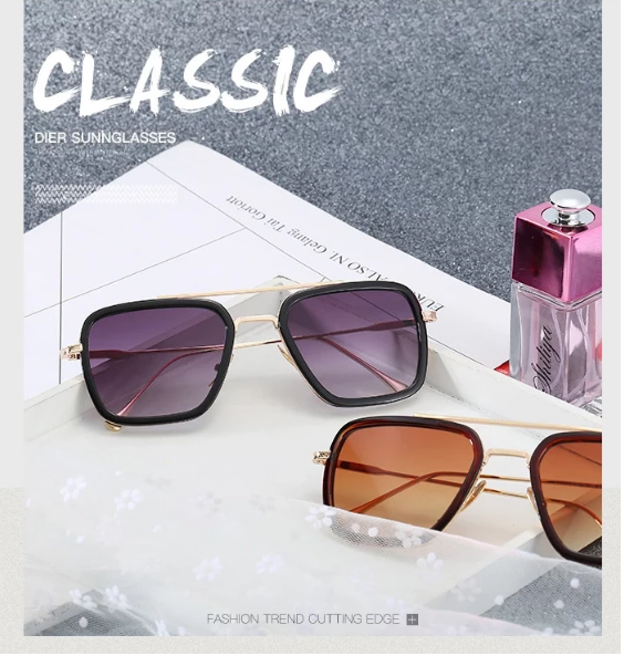 Men Vintage Steampunk Sunglasses Brand Designer Tony Stark Iron Man Goggles Retro Windproof Steam Punk Sun Glasses UV400