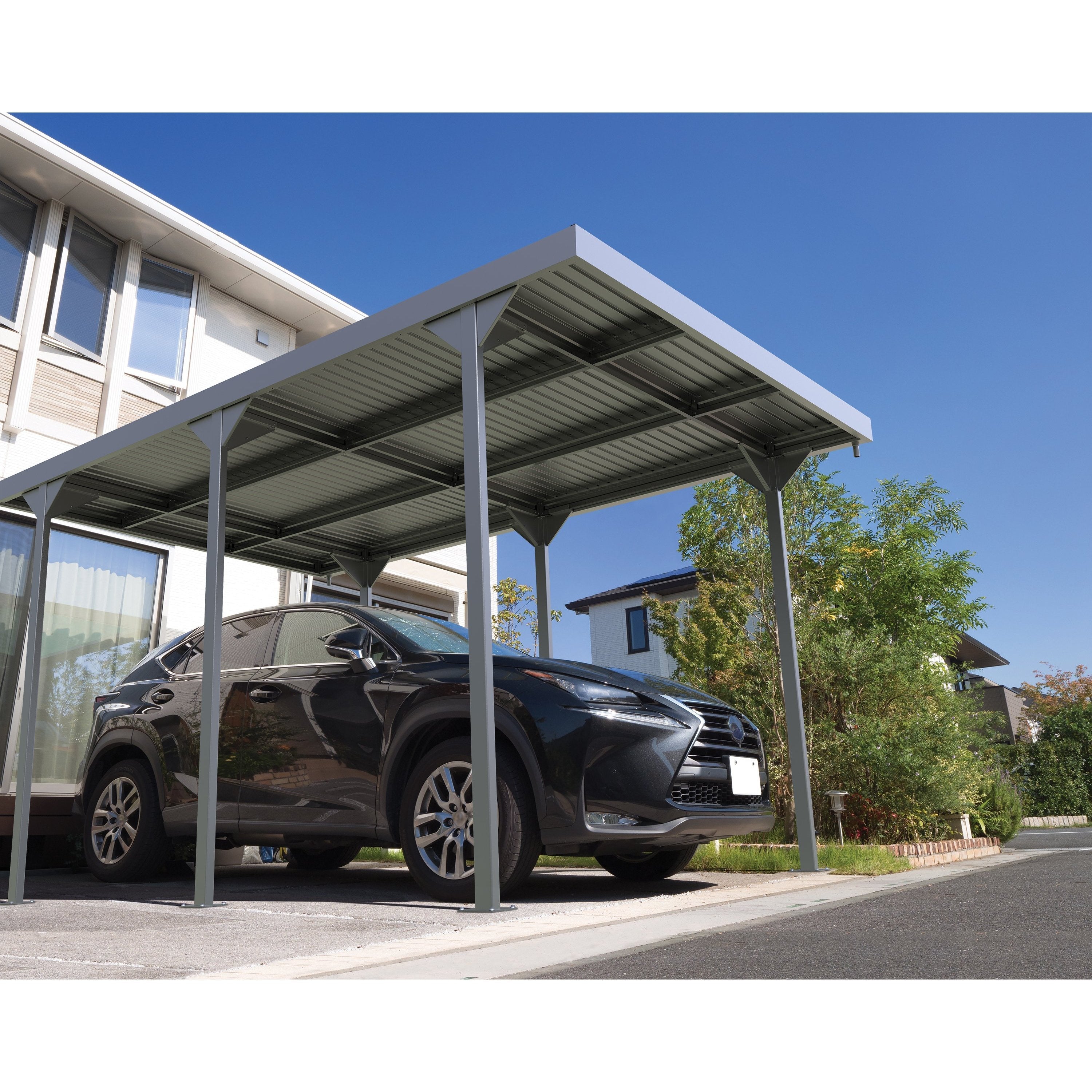Duramax 9ft x 17ft Palladium Metal Car Shelter Silver