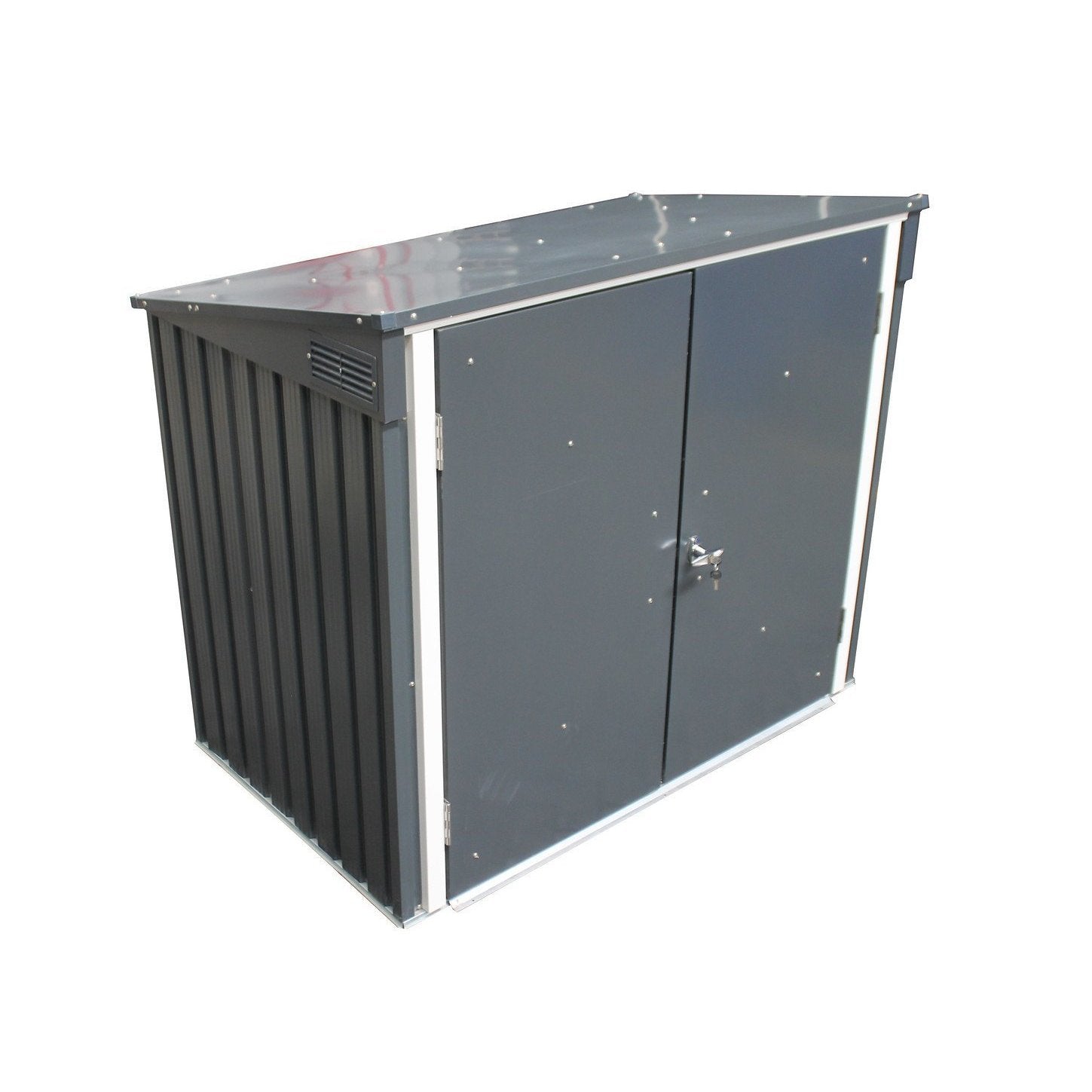 Duramax 5ft x 3ft Metal Garbage Can Storage  Anthracite w/ white trim 74051
