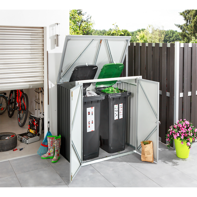 Duramax 5ft x 3ft Metal Garbage Can Storage  Anthracite w/ white trim 74051