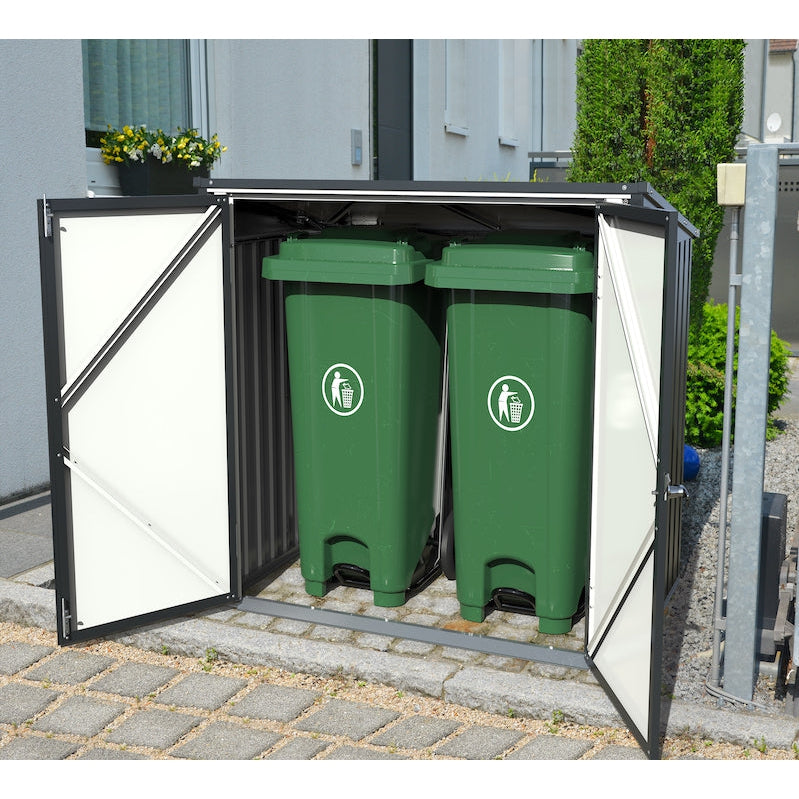 Duramax 5ft x 3ft Metal Garbage Can Storage  Anthracite w/ white trim 74051
