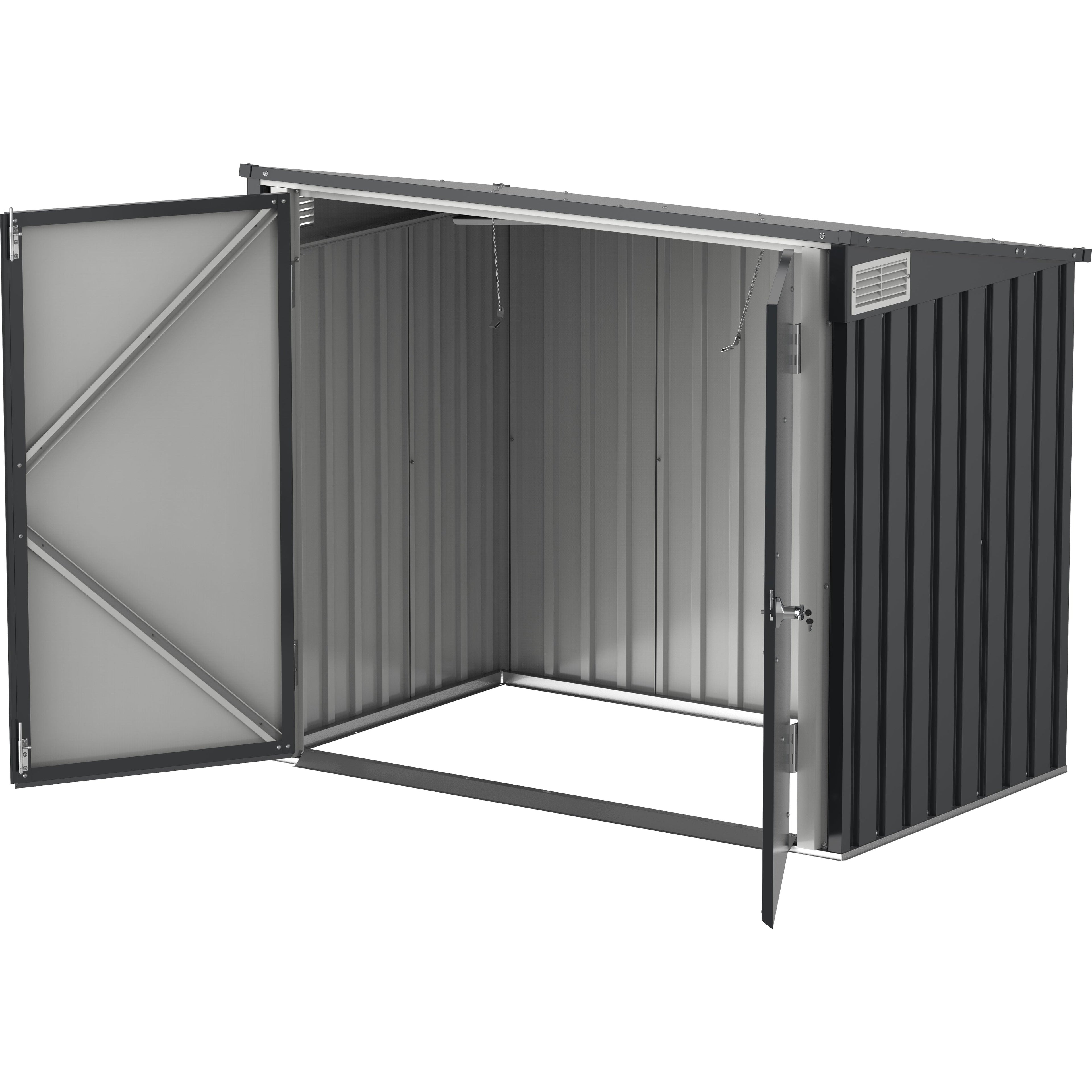 Duramax 5ft x 3ft Metal Garbage Can Storage  Anthracite w/ white trim 74051