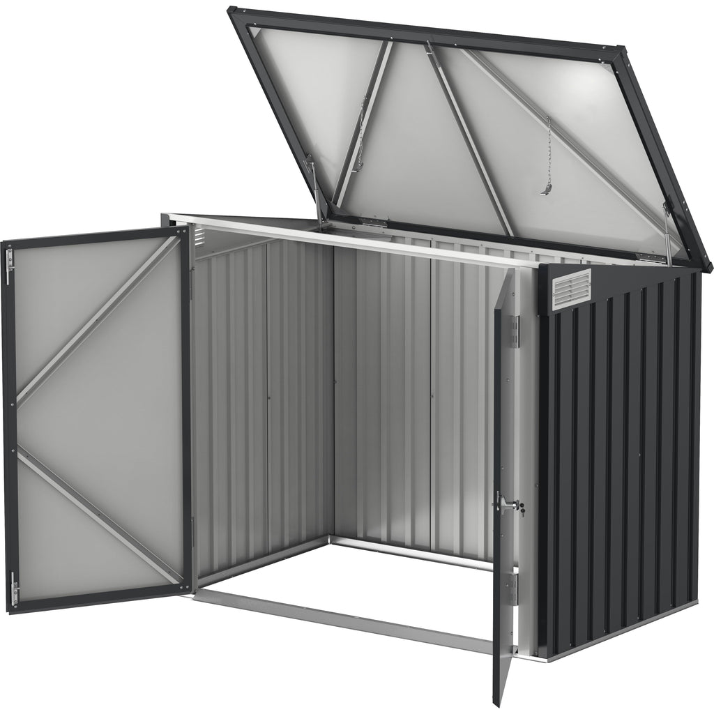 Duramax 5ft x 3ft Metal Garbage Can Storage  Anthracite w/ white trim 74051