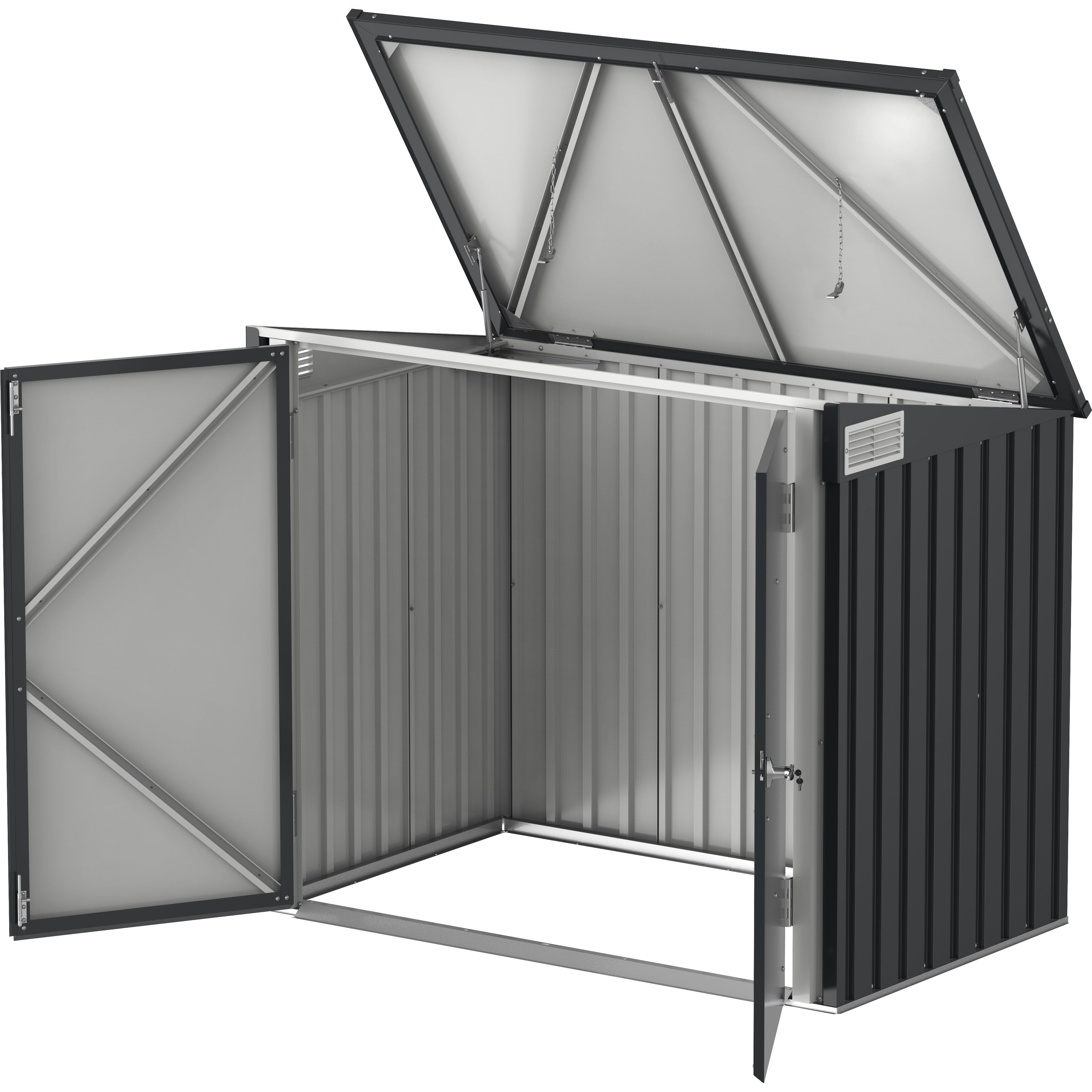Duramax 5ft x 3ft Metal Garbage Can Storage  Anthracite w/ white trim 74051