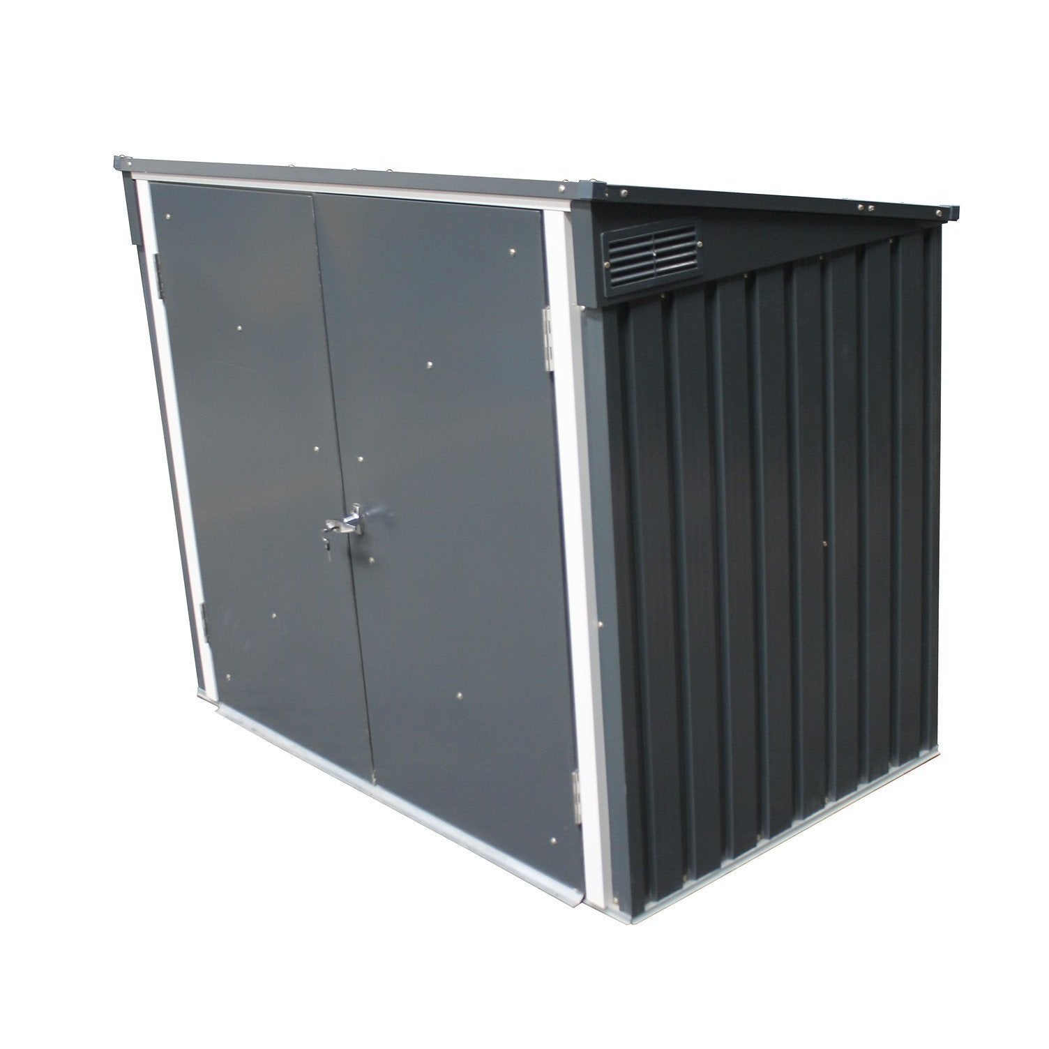 Duramax 5ft x 3ft Metal Garbage Can Storage  Anthracite w/ white trim 74051