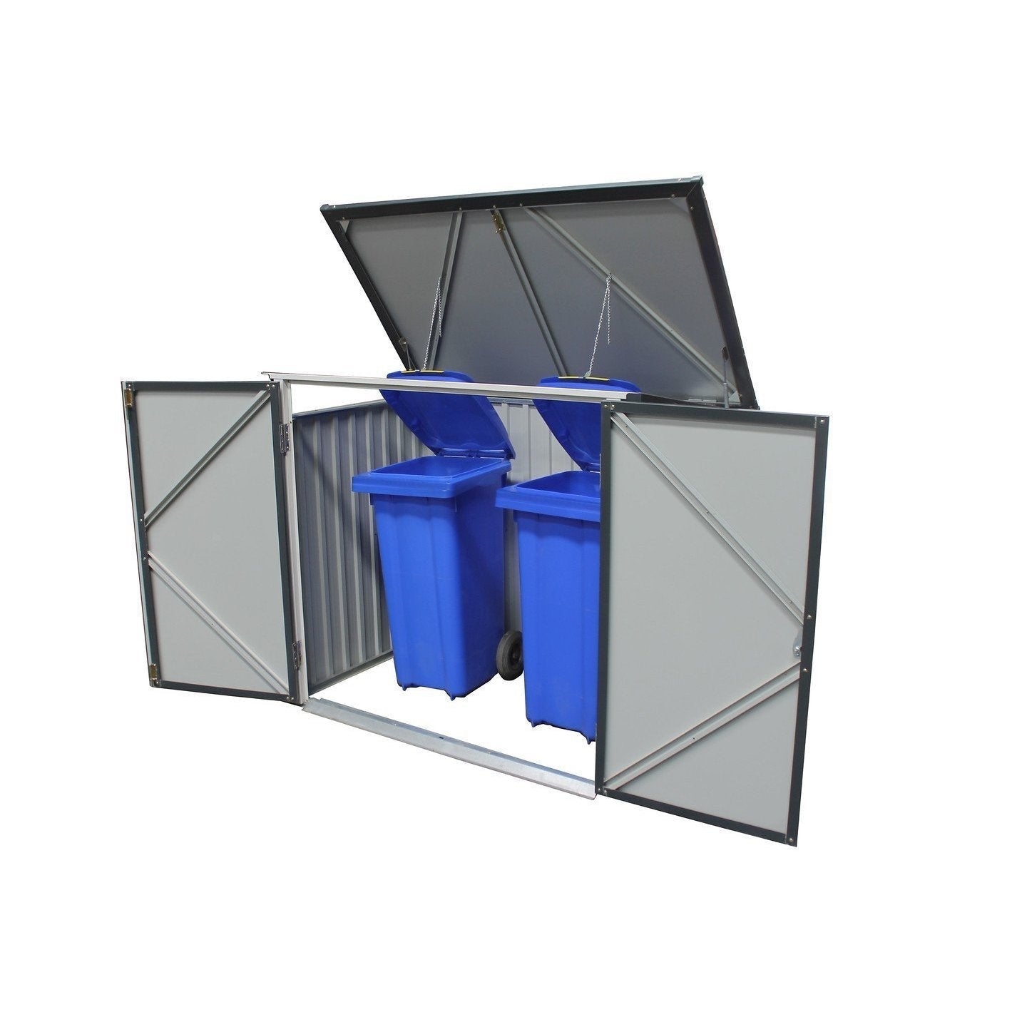 Duramax 5ft x 3ft Metal Garbage Can Storage  Anthracite w/ white trim 74051
