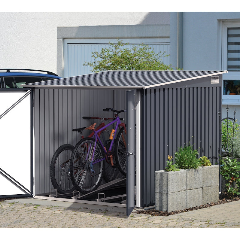 Duramax 6ft x 6ft Bicycle Storage Metal Anthracite w/ white trim 73051