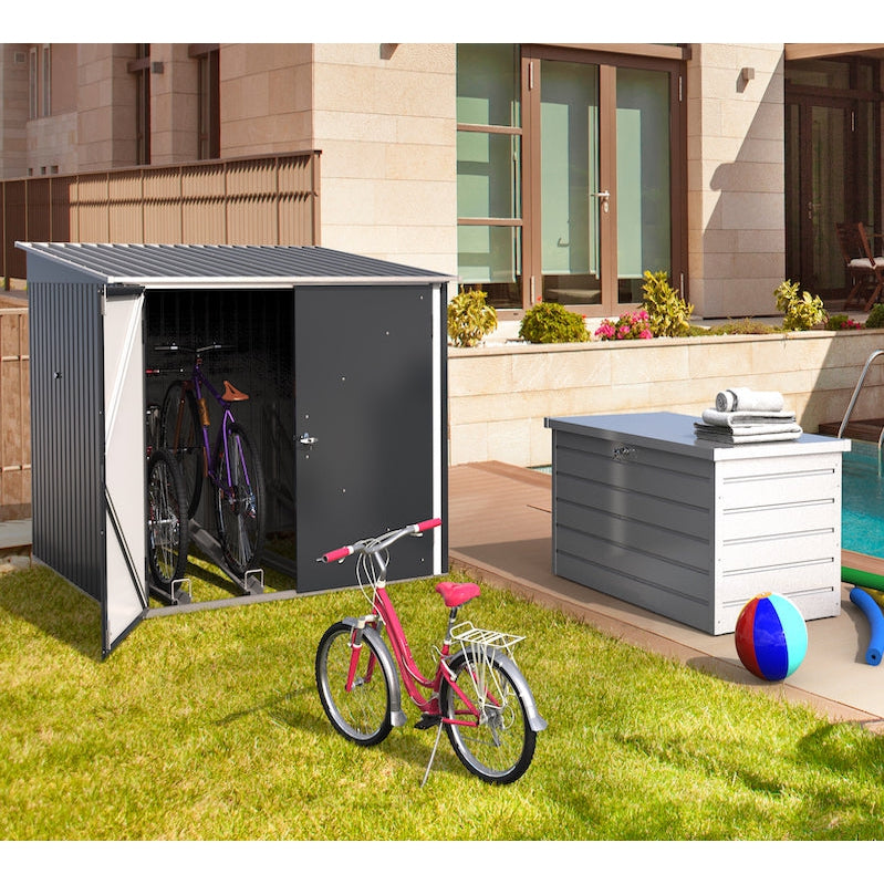 Duramax 6ft x 6ft Bicycle Storage Metal Anthracite w/ white trim 73051