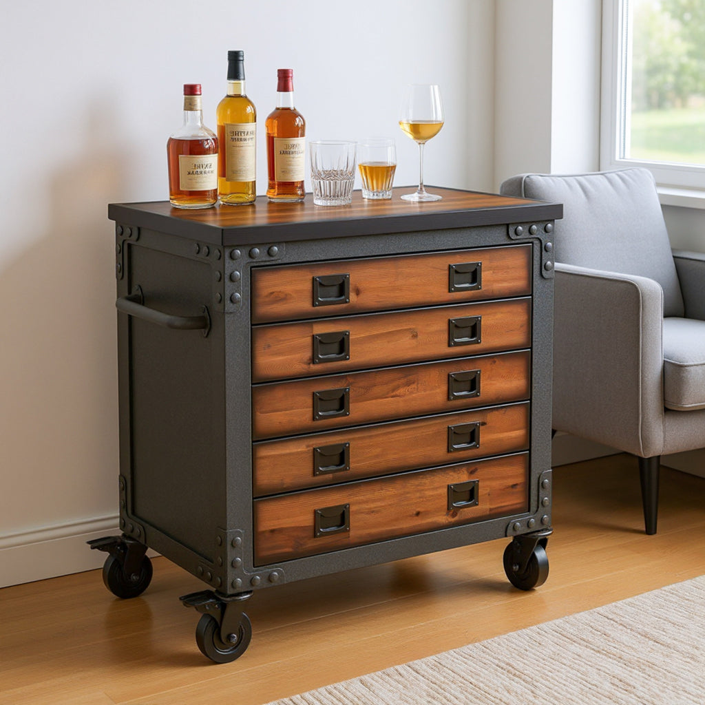 Duramax 36 In. 5-Drawers Rolling Tool Chest with Wood Top