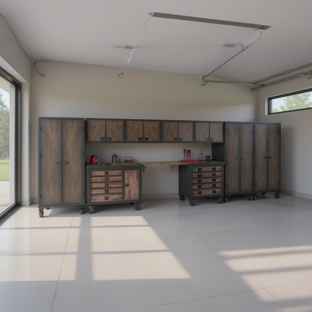 Duramax 10 Piece-Garage Storage Combo Set with Tool Chests, Wall Cabinets, Free Standing Cabinets and Folding Table