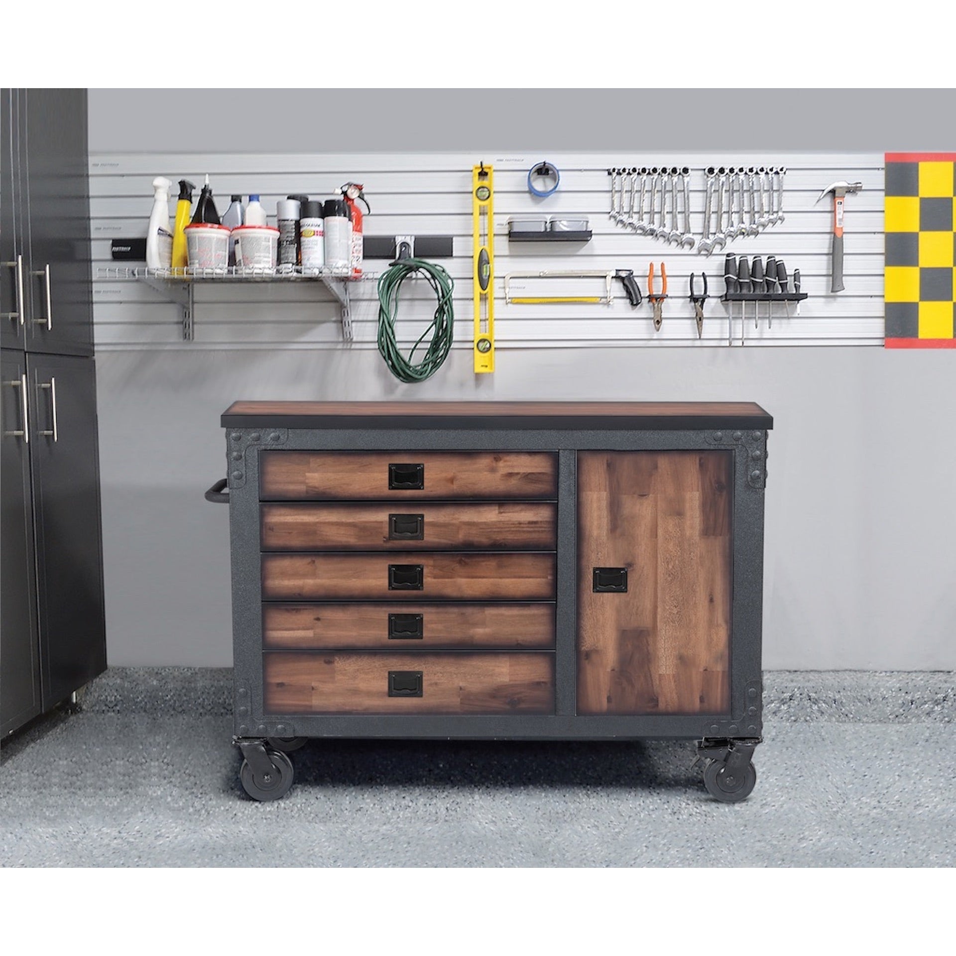 Duramax 48 in. 5-Drawers Rolling Tool Chest with Wood Top
