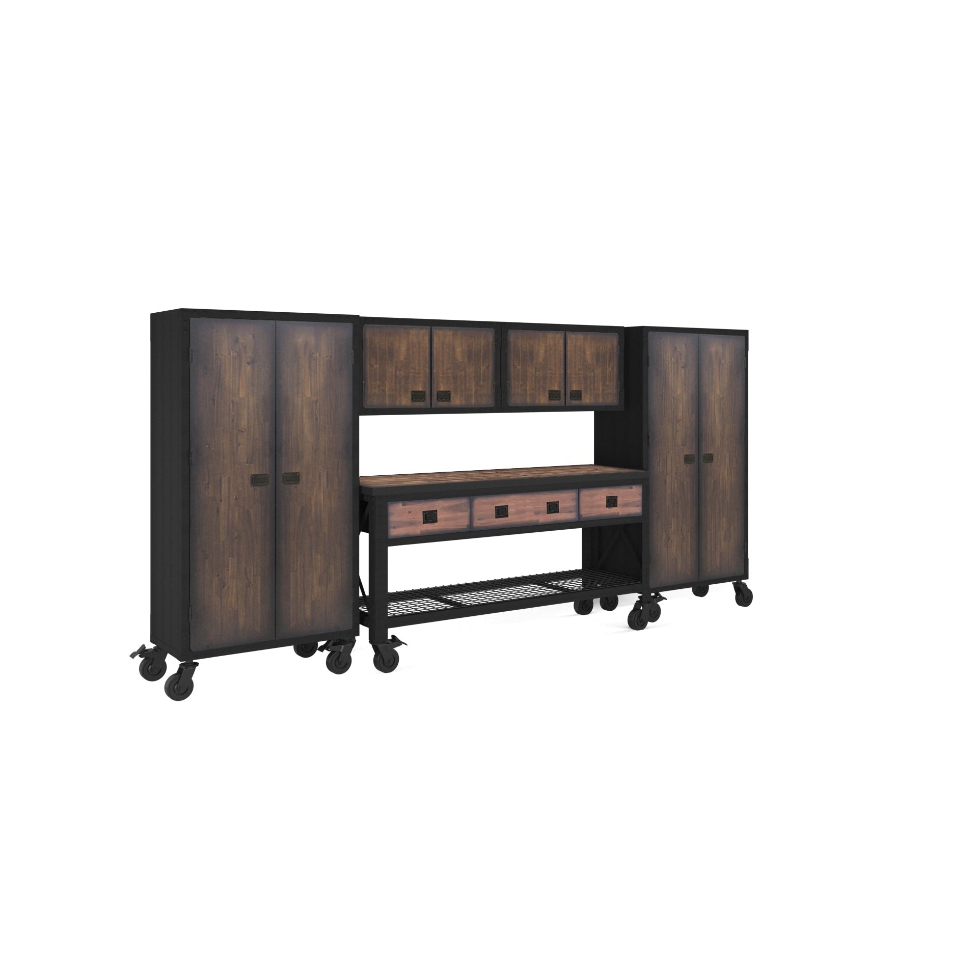 Duramax 5-Piece Garage Storage Combo Set with Workbench, Wall Cabinets and Free Standing Cabinets