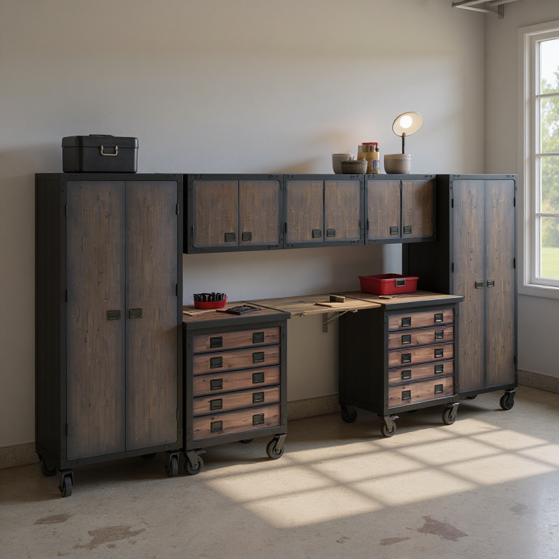 Duramax 8-Piece Garage Storage Combo Set with Tool Chests, Wall Cabinets, Folding Table and Free Standing Cabinets