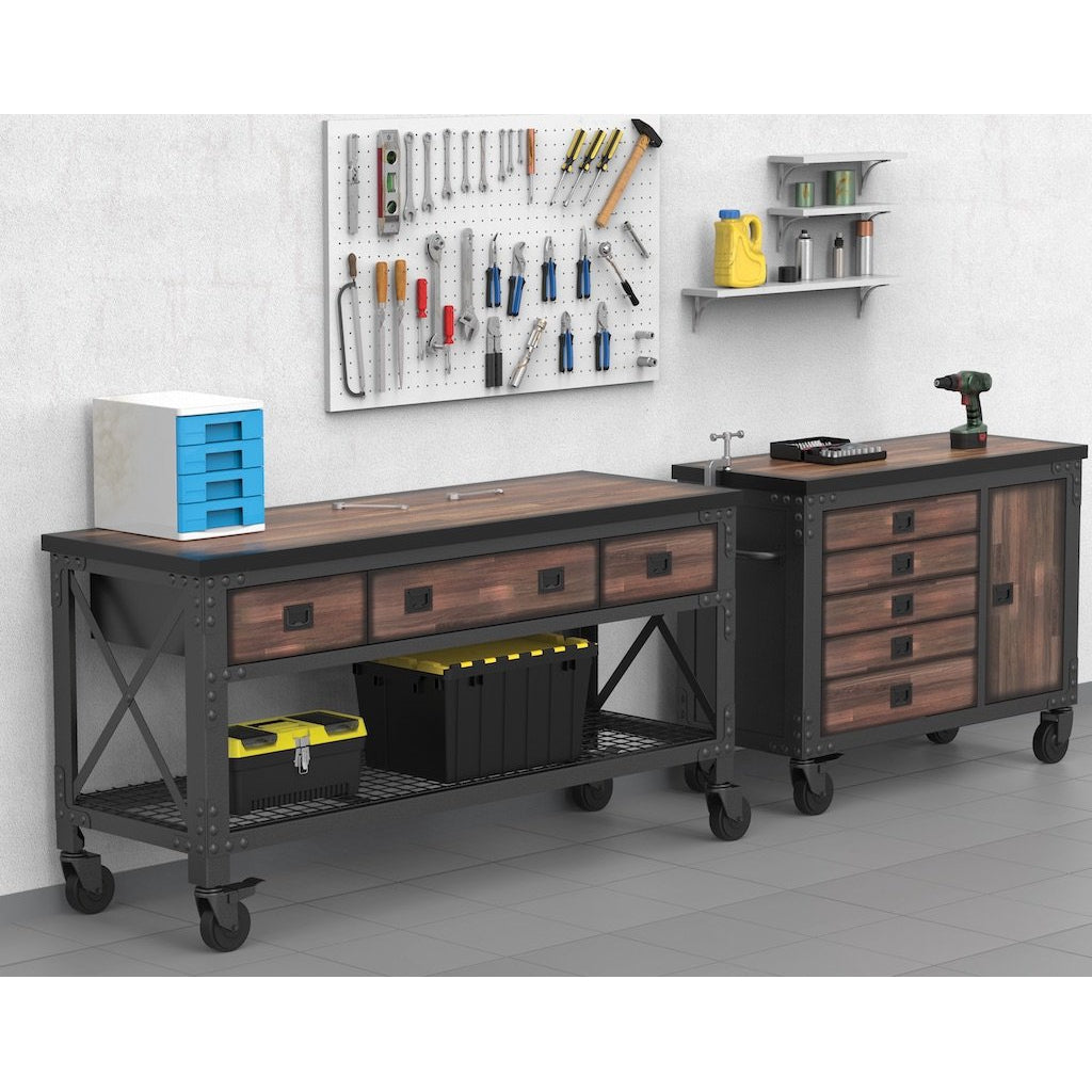 Duramax Rolling Workbench Furniture 72 in. x 24 in. with 3 Drawers, for Home, Garage, Workshop