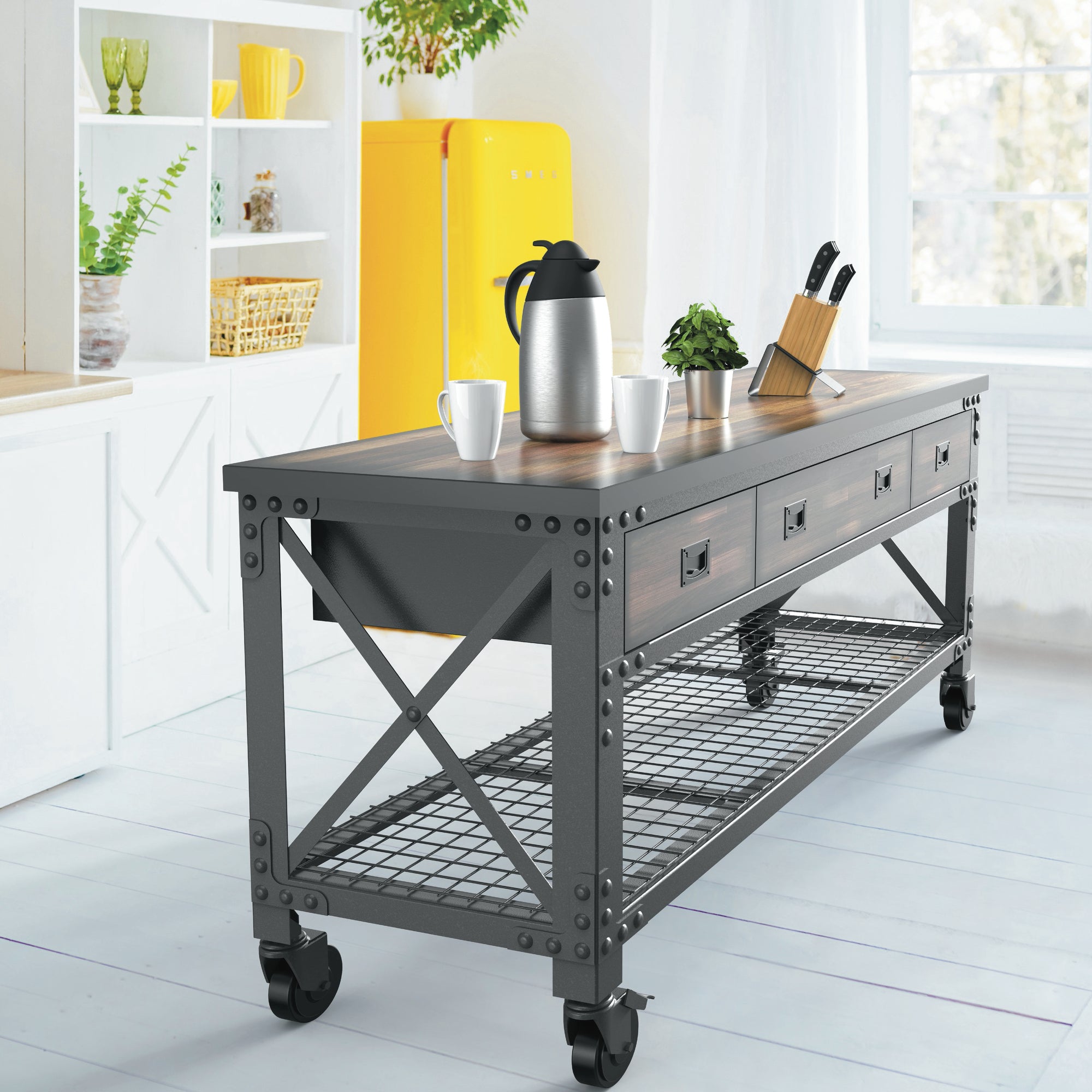 Duramax Rolling Workbench Furniture 72 in. x 24 in. with 3 Drawers, for Home, Garage, Workshop