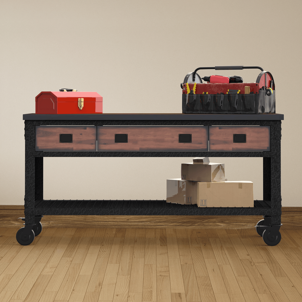 Duramax Rolling Workbench Furniture 72 in. x 24 in. with 3 Drawers, for Home, Garage, Workshop