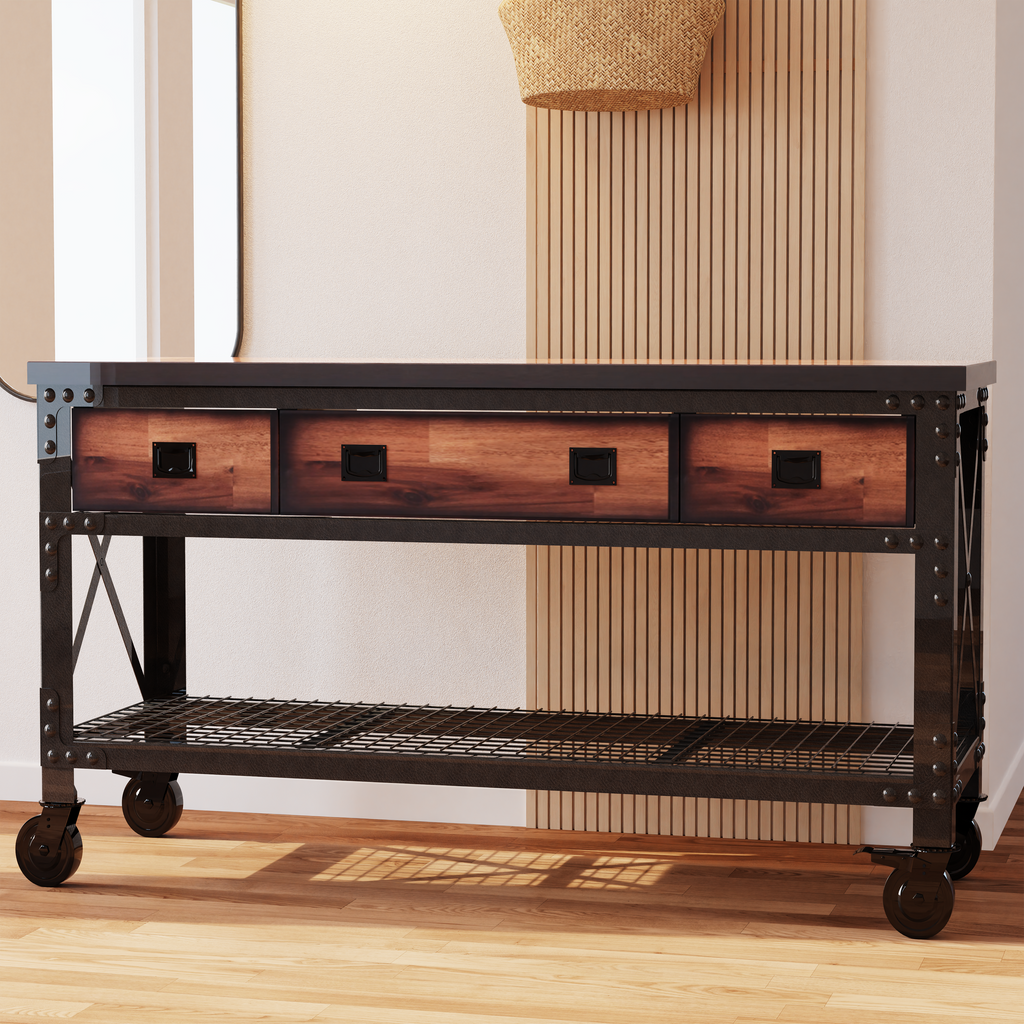 Duramax Rolling Workbench Furniture 72 in. x 24 in. with 3 Drawers, for Home, Garage, Workshop