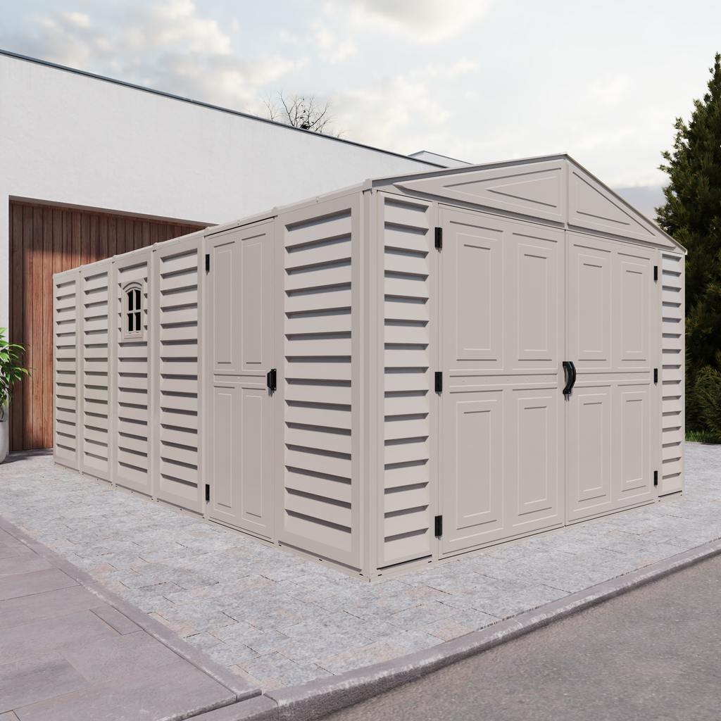 Duramax 10.5ft x 15.5ft Vinyl Garage with Foundation Kit and Windows 15026