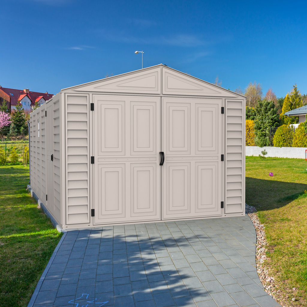 Duramax 10.5ft x 15.5ft Vinyl Garage with Foundation Kit and Windows 15026