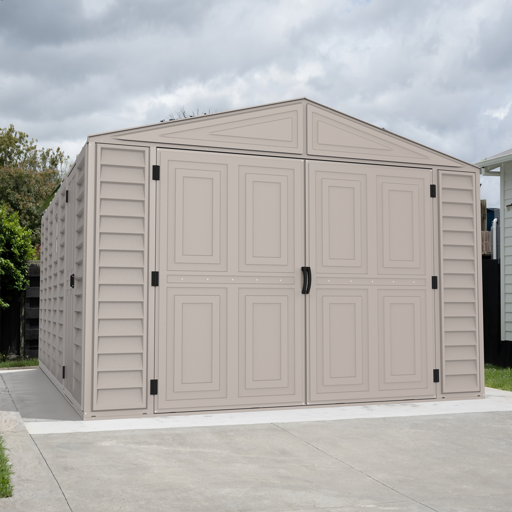 DuraMax 10.5ft x 18ft Vinyl Garage with Foundation Kit and Windows 15126