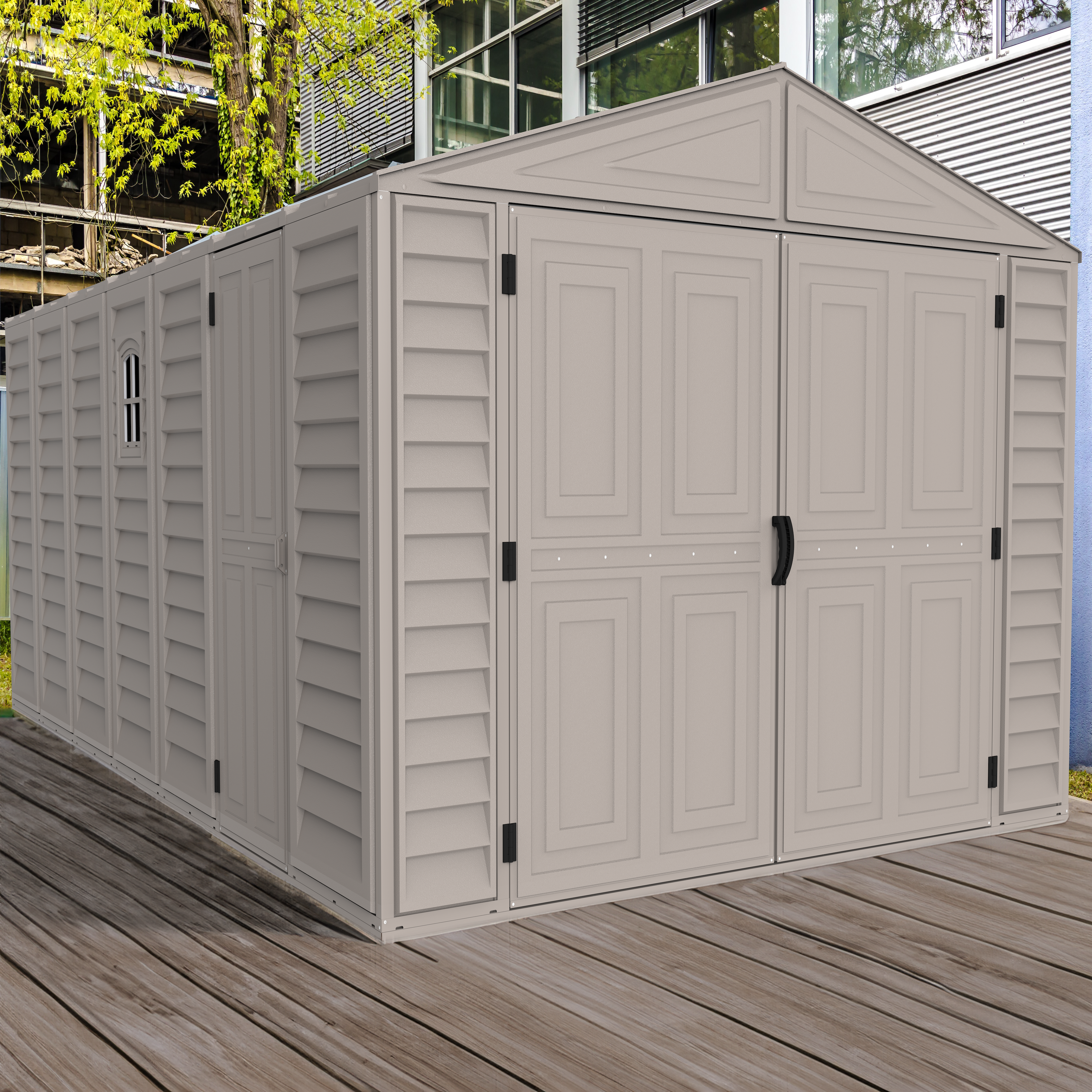 DuraMax 10.5ft x 18ft Vinyl Garage with Foundation Kit and Windows 15126