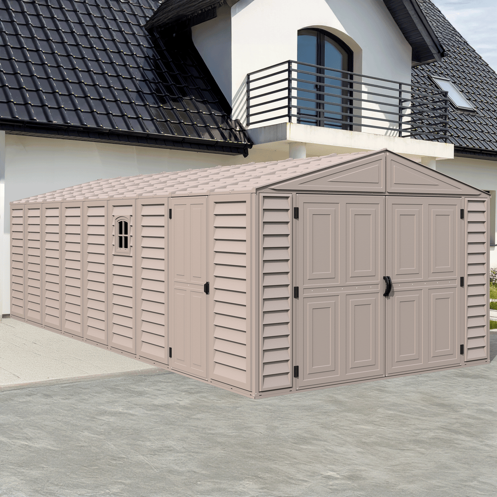 DuraMax 10.5ft x 23ft Vinyl Garage with Foundation Kit and windows 15326