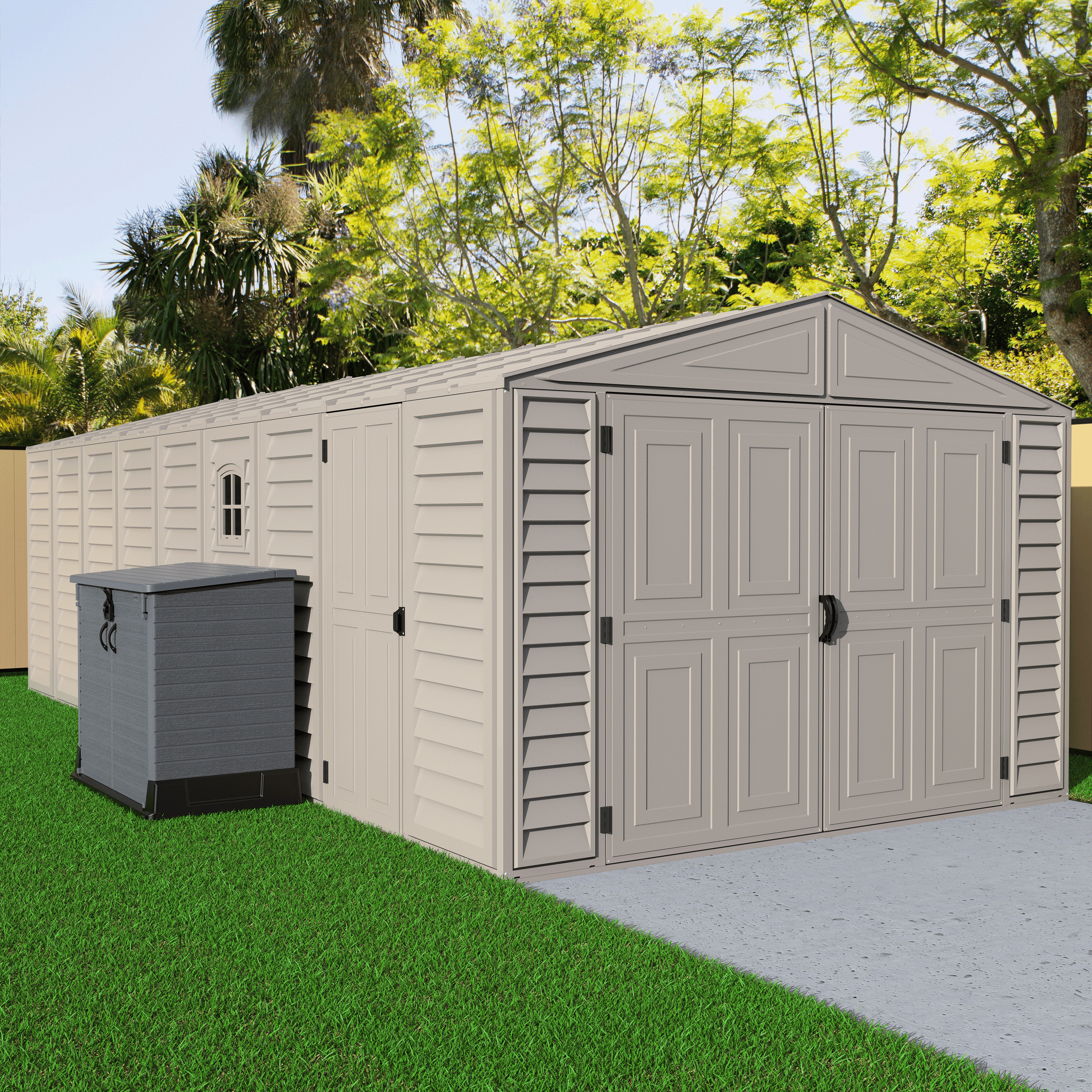 DuraMax 10.5ft x 23ft Vinyl Garage with Foundation Kit and windows 15326