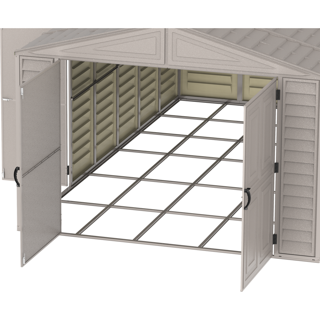 DuraMax 10.5ft x 25.5ft Vinyl Garage with Foundation Kit and Windows 15426