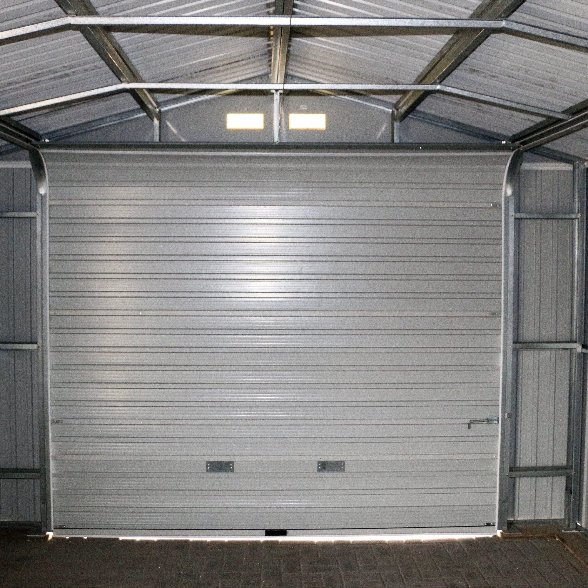 Duramax 12ft x 26ft Imperial Metal Garage Off White / Brown Trim