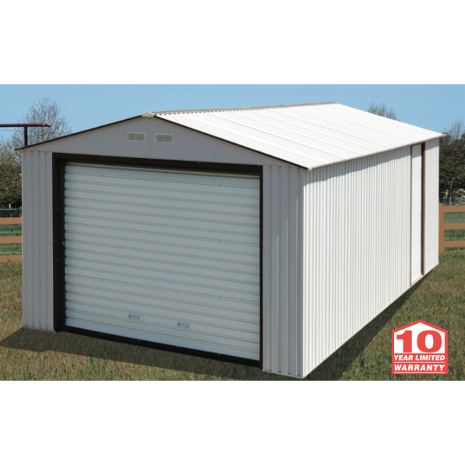 Duramax 12ft x 26ft Imperial Metal Garage Off White / Brown Trim