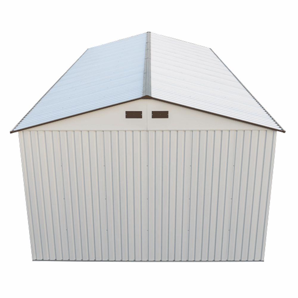 Duramax 12ft x 26ft Imperial Metal Garage Off White / Brown Trim