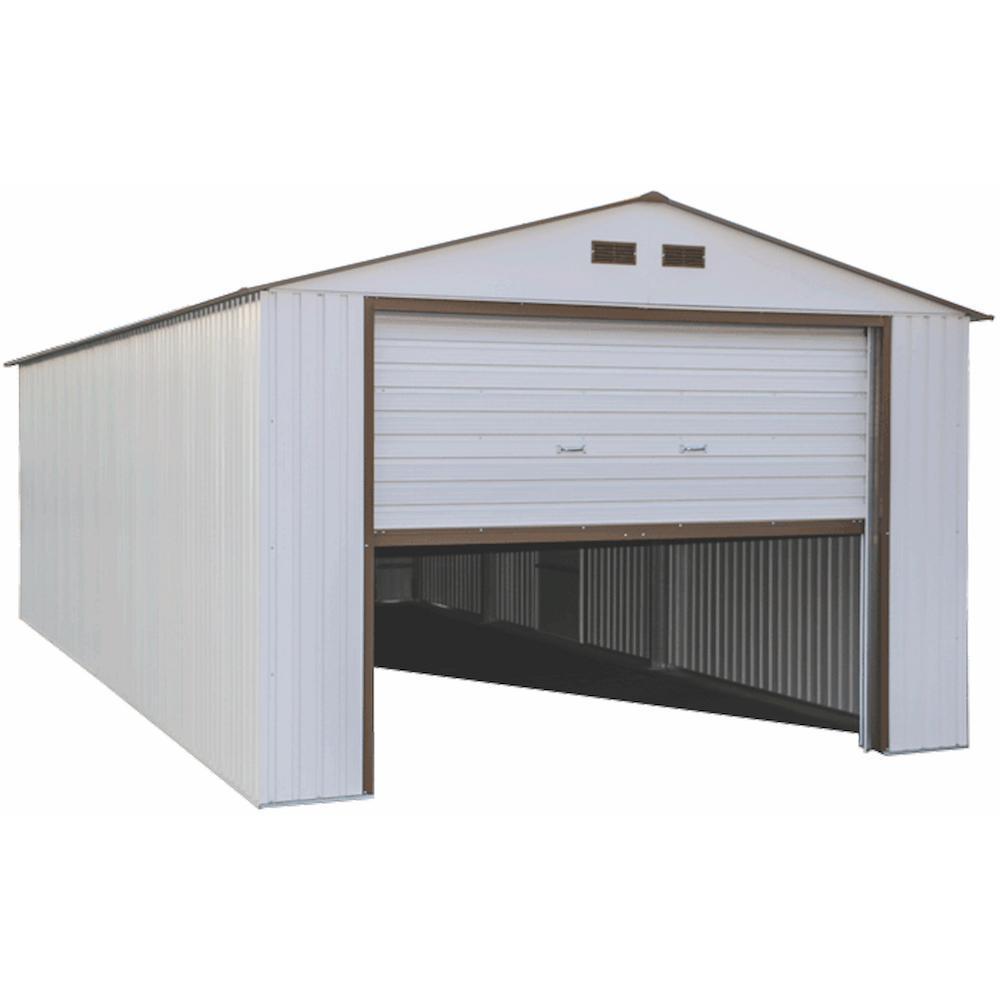Duramax 12ft x 26ft Imperial Metal Garage Off White / Brown Trim