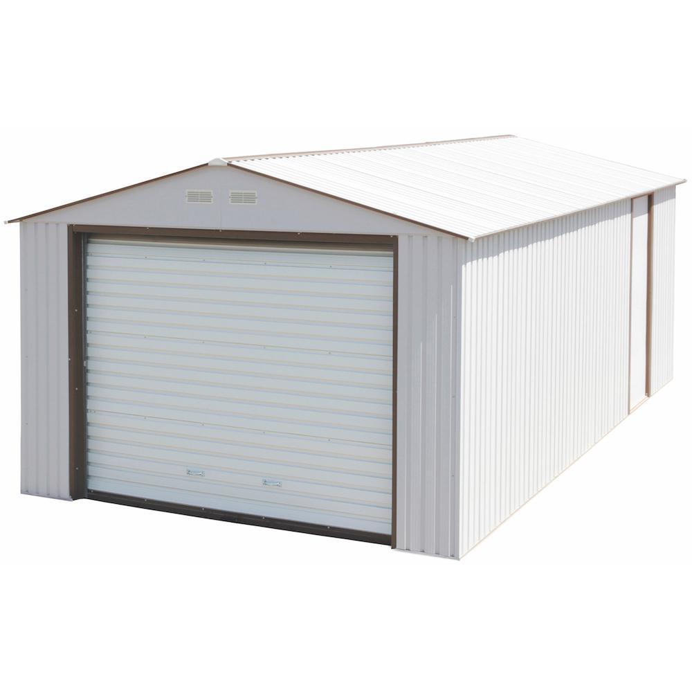 Duramax 12ft x 26ft Imperial Metal Garage Off White / Brown Trim