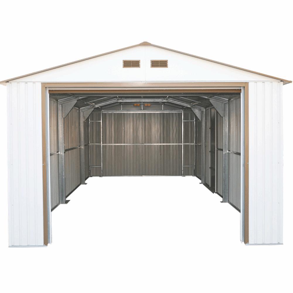 Duramax 12ft x 26ft Imperial Metal Garage Off White / Brown Trim