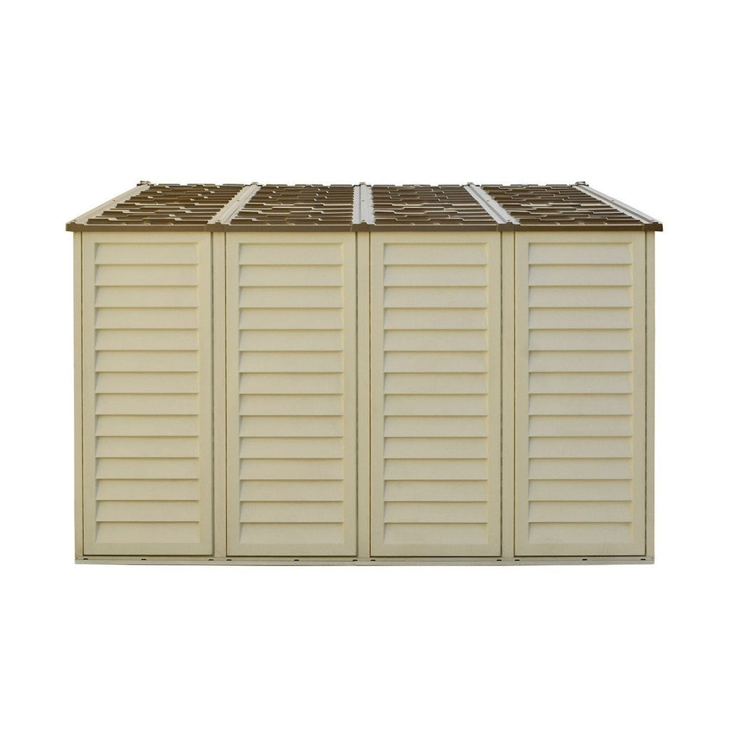 DuraMax 10.5ft x 10.5 ft Woodbridge Plus Plastic Vinyl Shed w/ Foundation Kit & Window 40224