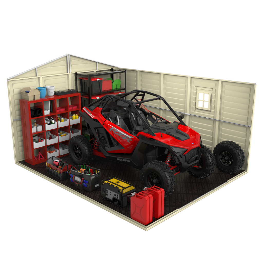DuraMax 10.5ft x 13ft  Woodbridge Plus Plastic Vinyl Shed w/ Foundation Kit & Window 40234