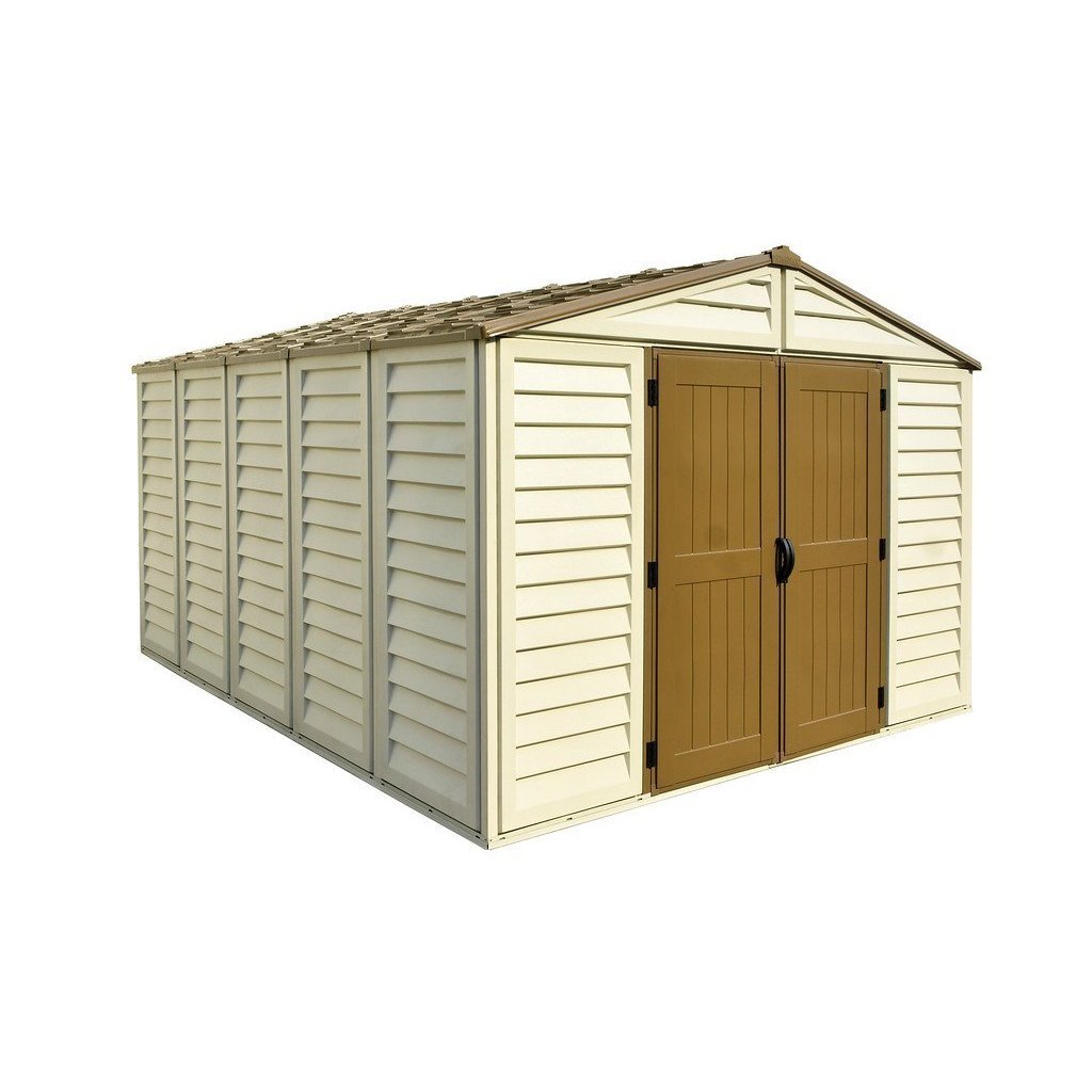 DuraMax 10.5ft x 13ft  Woodbridge Plus Plastic Vinyl Shed w/ Foundation Kit & Window 40234