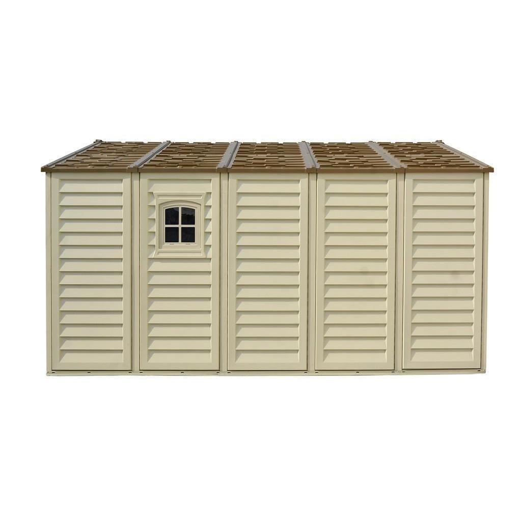 DuraMax 10.5ft x 13ft  Woodbridge Plus Plastic Vinyl Shed w/ Foundation Kit & Window 40234