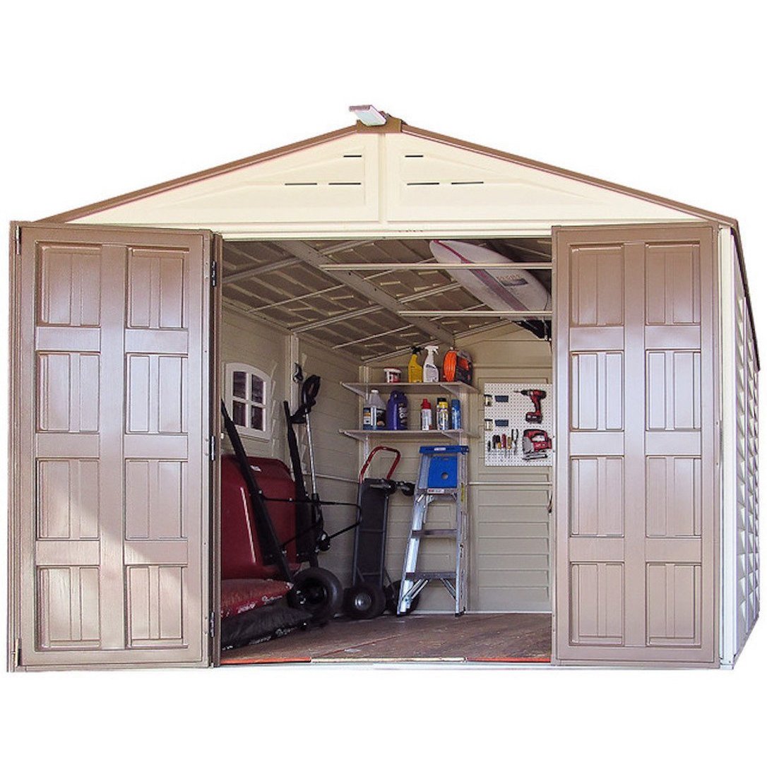 DuraMax 10.5ft x 13ft  Woodbridge Plus Plastic Vinyl Shed w/ Foundation Kit & Window 40234