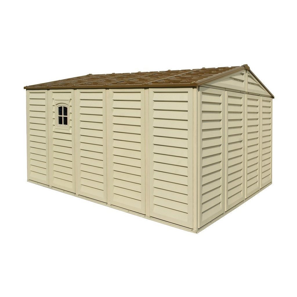 DuraMax 10.5ft x 13ft  Woodbridge Plus Plastic Vinyl Shed w/ Foundation Kit & Window 40234