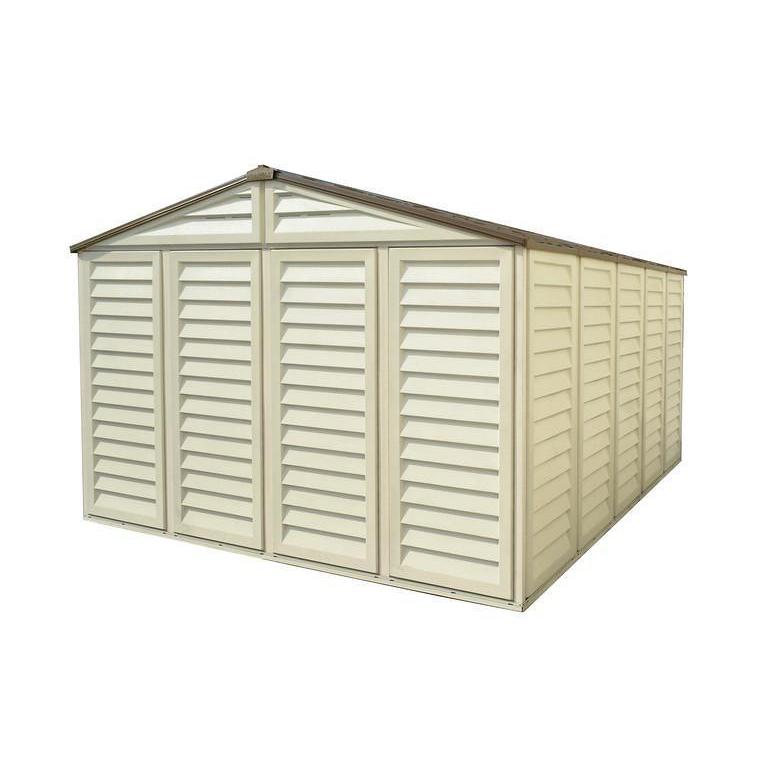 DuraMax 10.5ft x 13ft  Woodbridge Plus Plastic Vinyl Shed w/ Foundation Kit & Window 40234