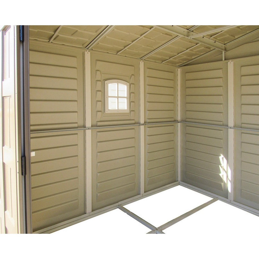 DuraMax 10.5ft x 13ft  Woodbridge Plus Plastic Vinyl Shed w/ Foundation Kit & Window 40234