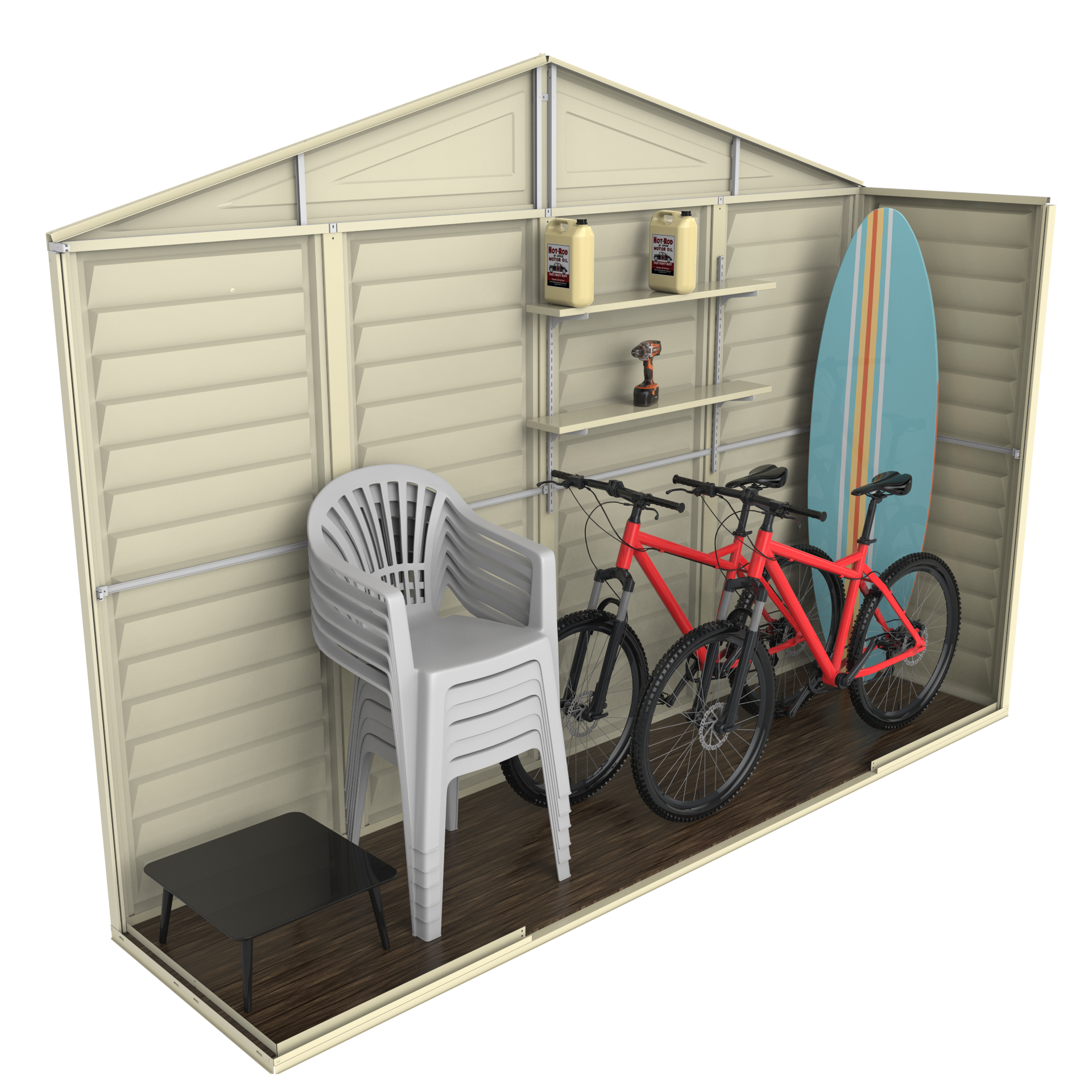 DuraMax 10.5ft x 2.75ft SidePro Plastic Vinyl Shed with Foundation Kit 98001