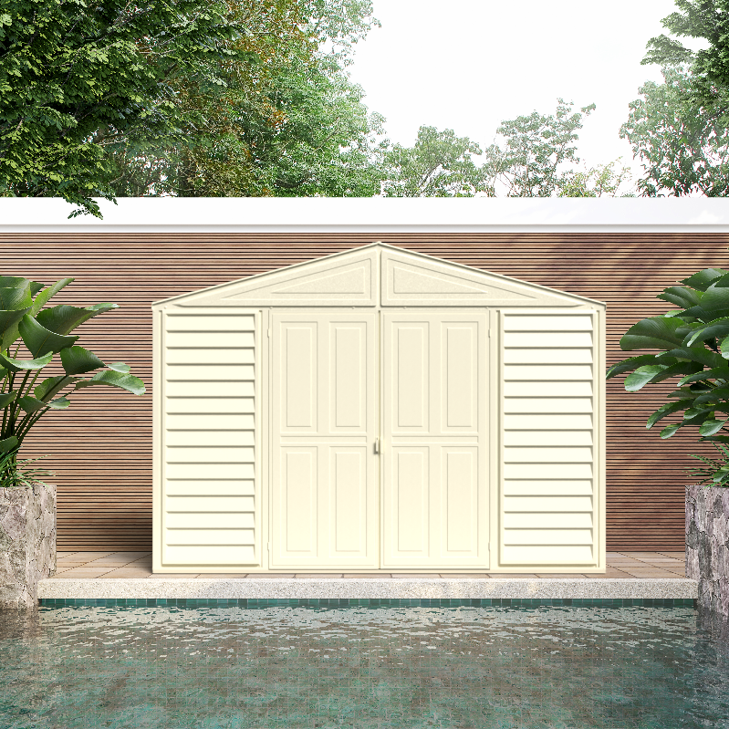 DuraMax 10.5ft x 2.75ft SidePro Plastic Vinyl Shed with Foundation Kit 98001