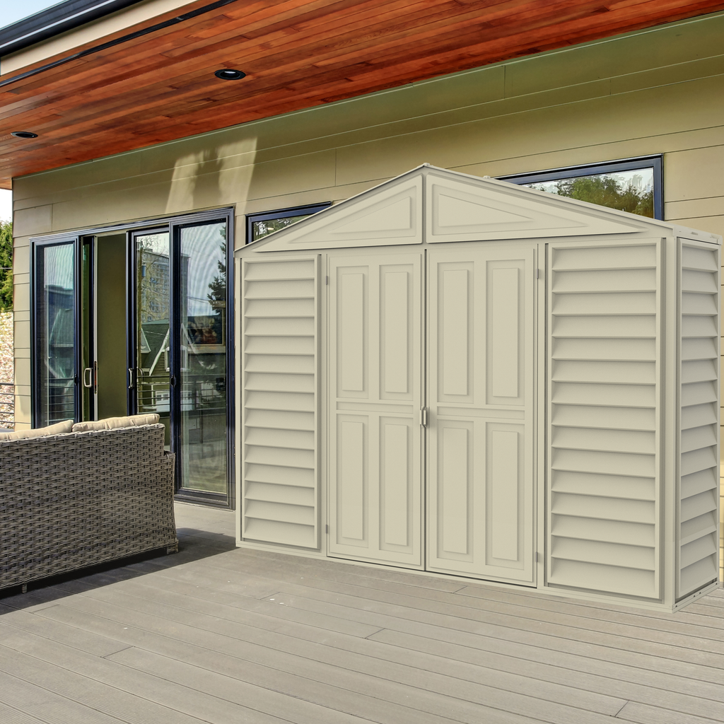 DuraMax 10.5ft x 2.75ft SidePro Plastic Vinyl Shed with Foundation Kit 98001