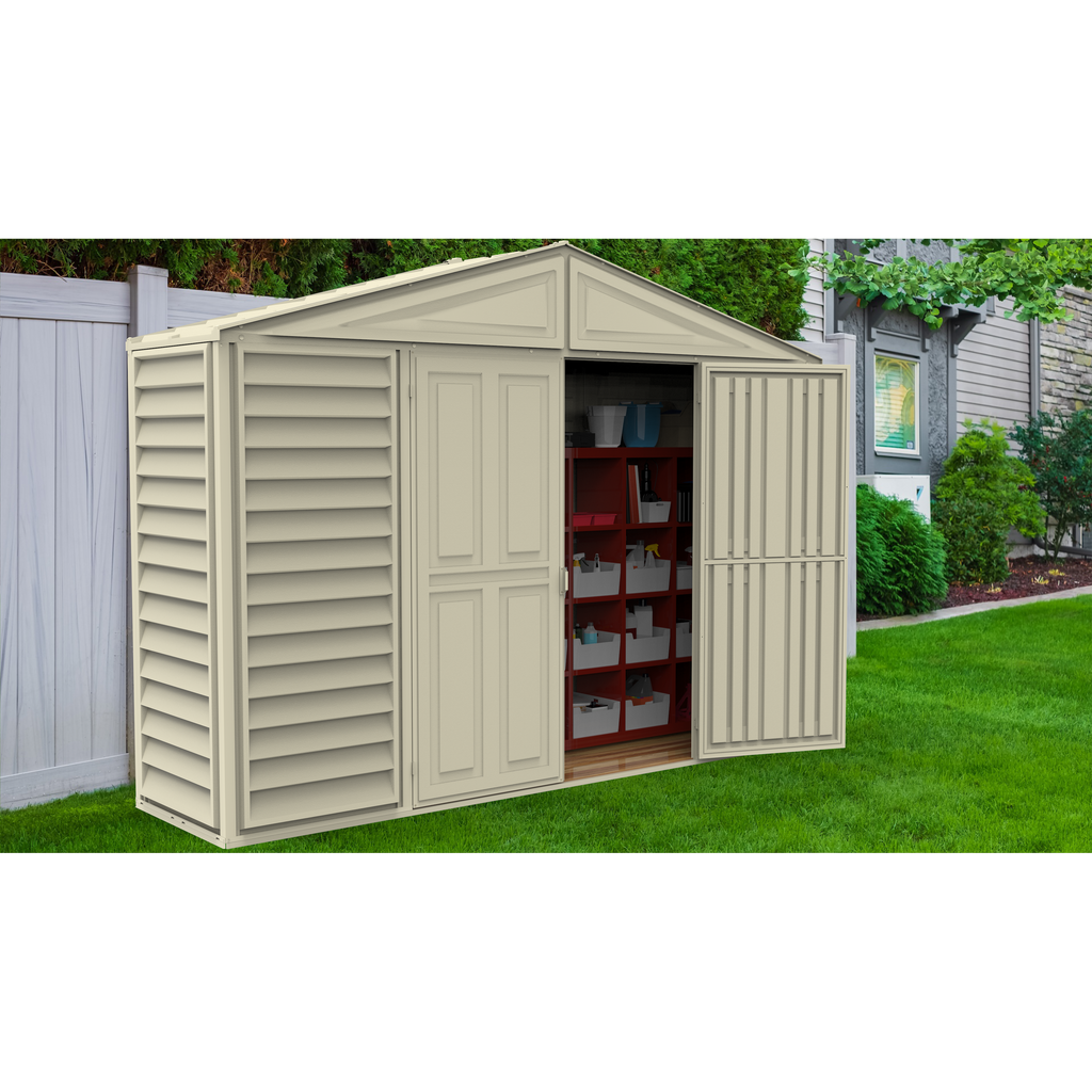DuraMax 10.5ft x 2.75ft SidePro Plastic Vinyl Shed with Foundation Kit 98001