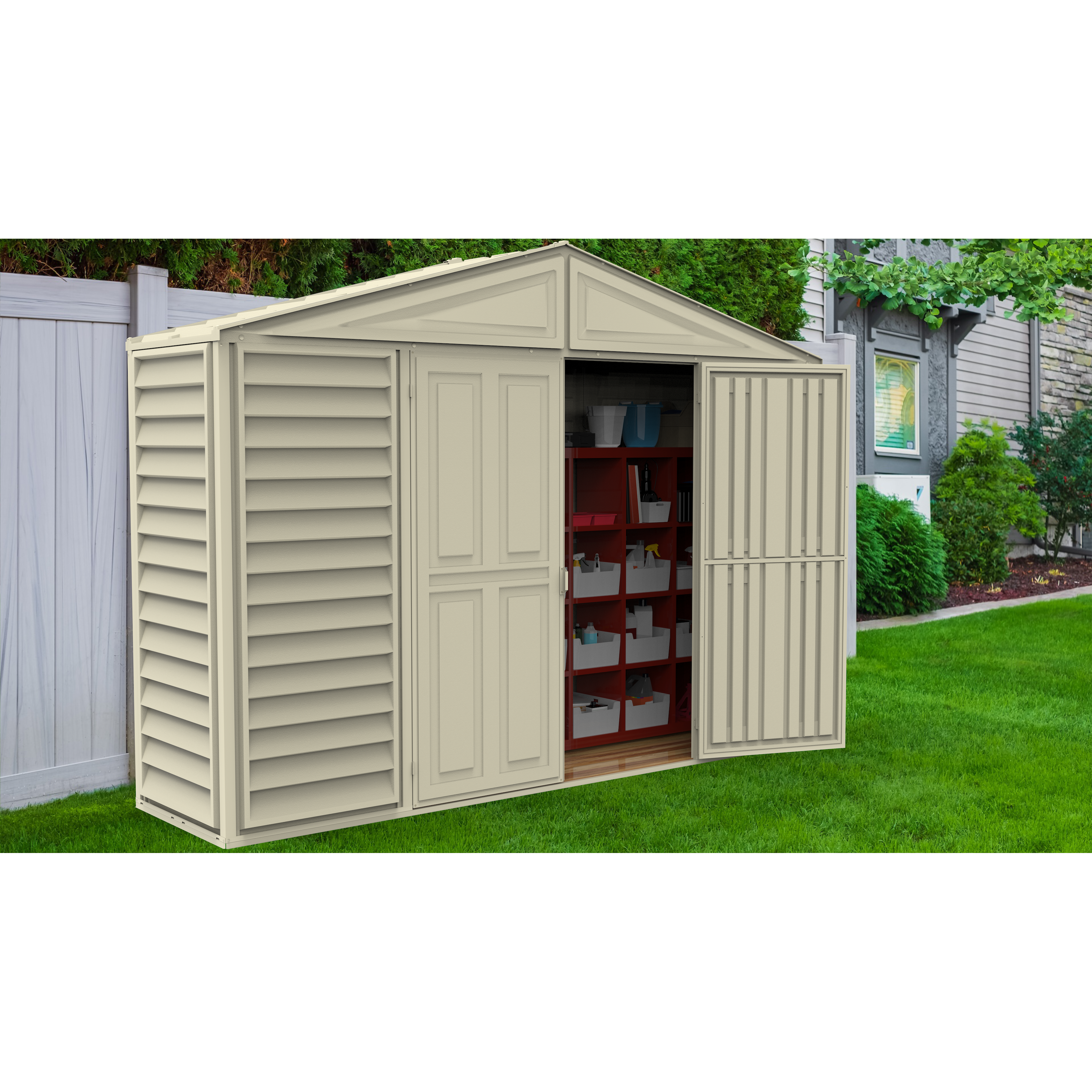 DuraMax 10.5ft x 2.75ft SidePro Plastic Vinyl Shed with Foundation Kit 98001